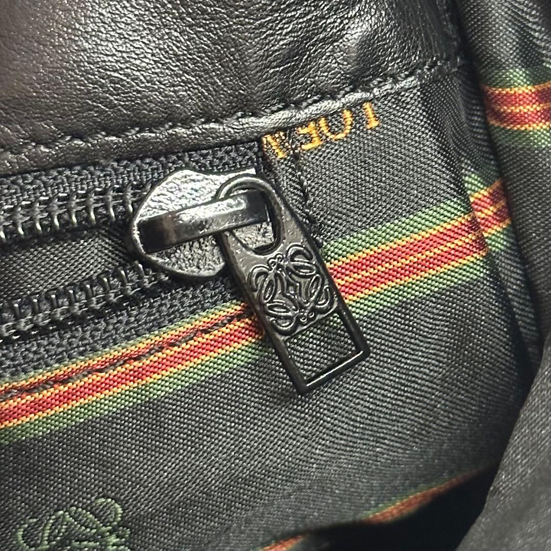 美品‼️ロエベ アナグラムロゴ レザーショルダーバッグ ブラック 黒 本革