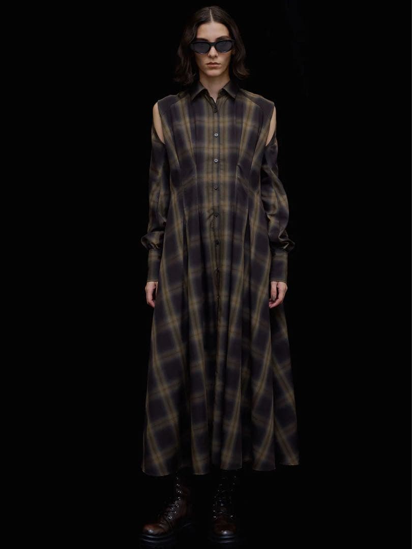 アメリビンテージ 3WAY OMBRE CHECK FLARE DRESS