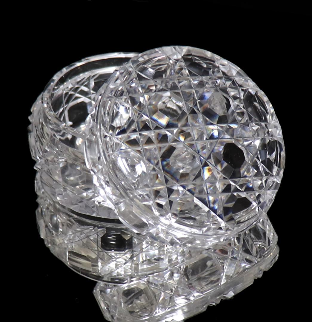 オールド・バカラ 珍品 丸型切子蓋物 ディアマン・ピエーリー ボンボニエール