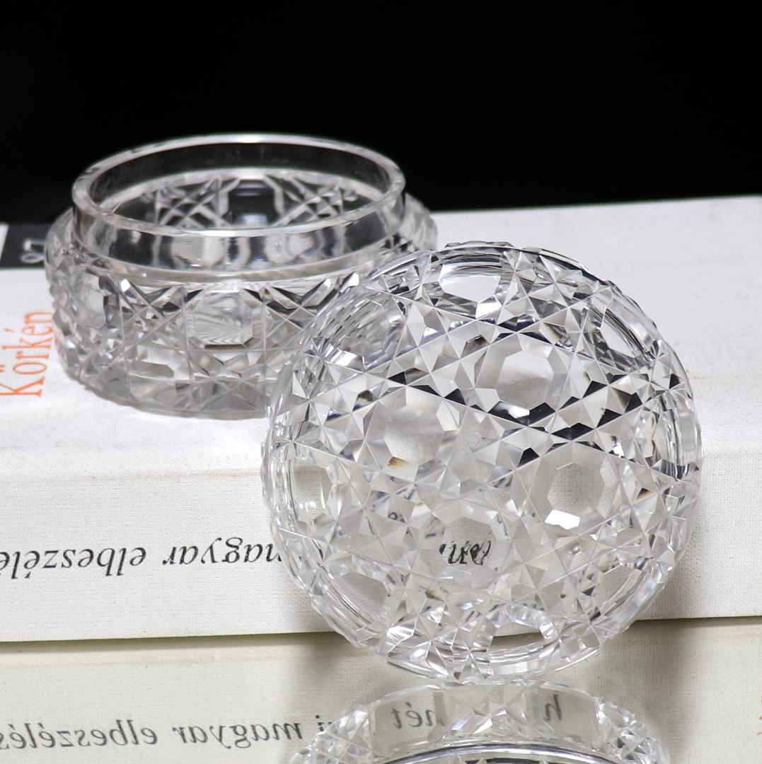 オールド・バカラ 珍品 丸型切子蓋物 ディアマン・ピエーリー ボンボニエール