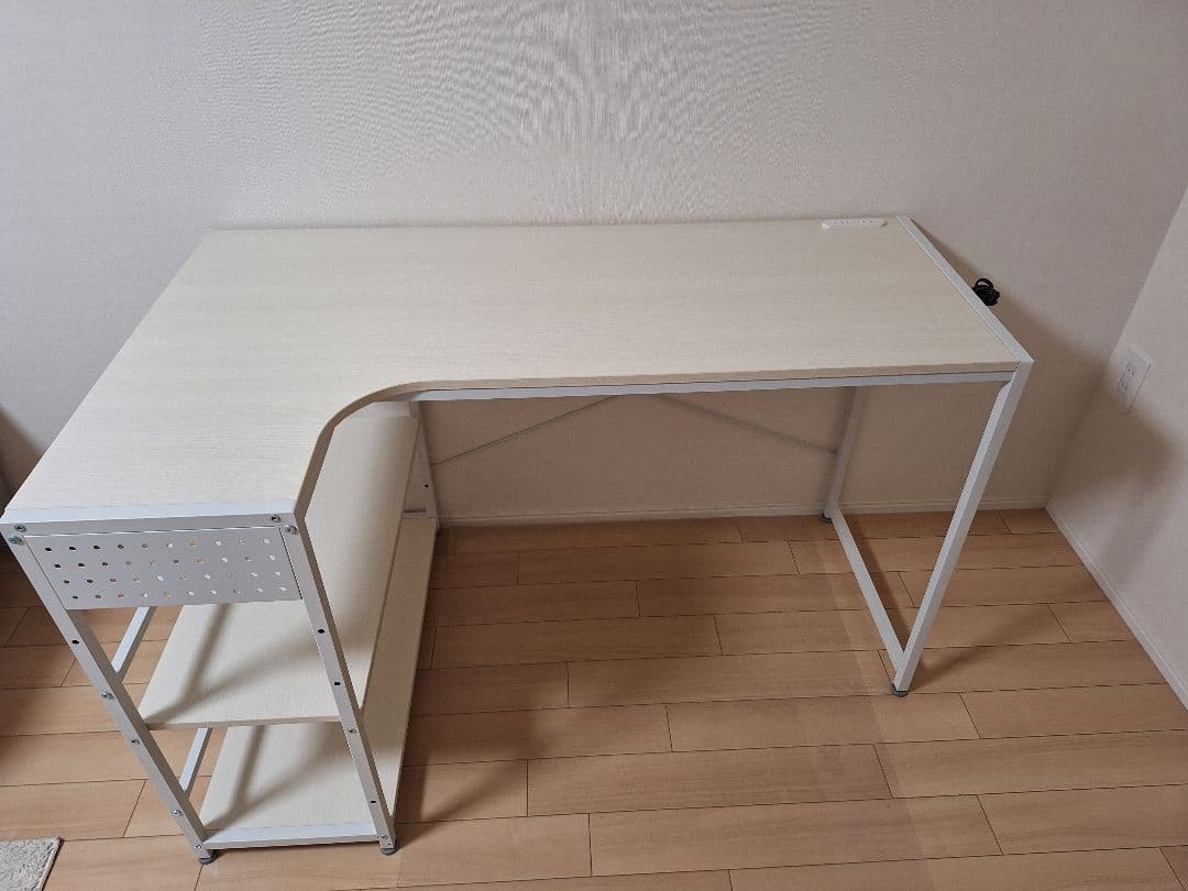 L型コーナーデスク (ZK012 72 WW) ホワイトウォッシュ