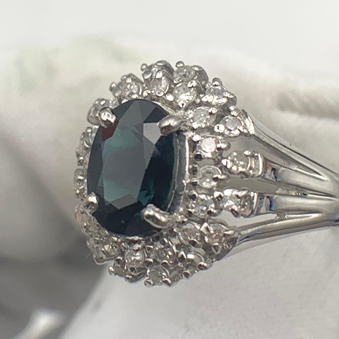 天然サファイアダイアリング 1.01ct/0.20ct PT900 10号