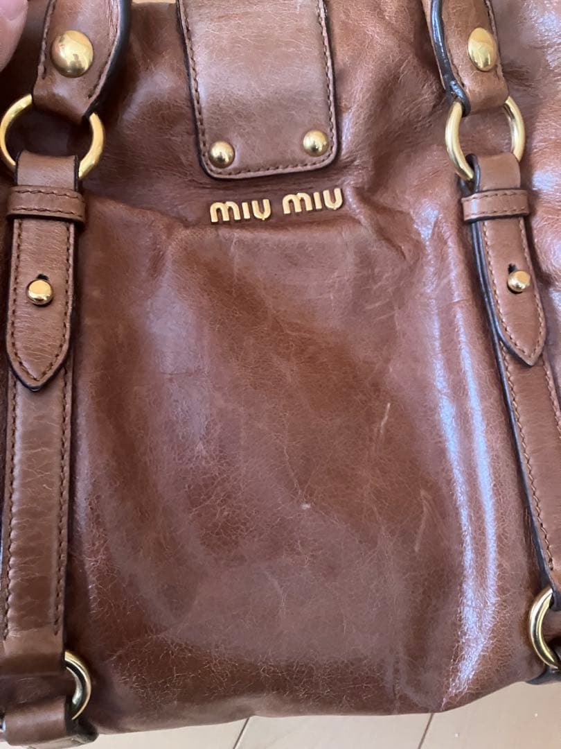 MIU MIU ブラウン ボストンバッグ　サイドリボン　ショルダーバッグ