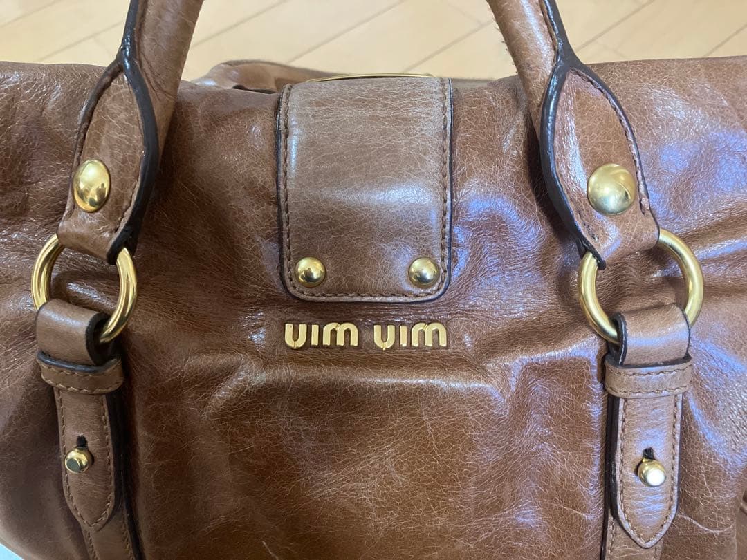 MIU MIU ブラウン ボストンバッグ　サイドリボン　ショルダーバッグ