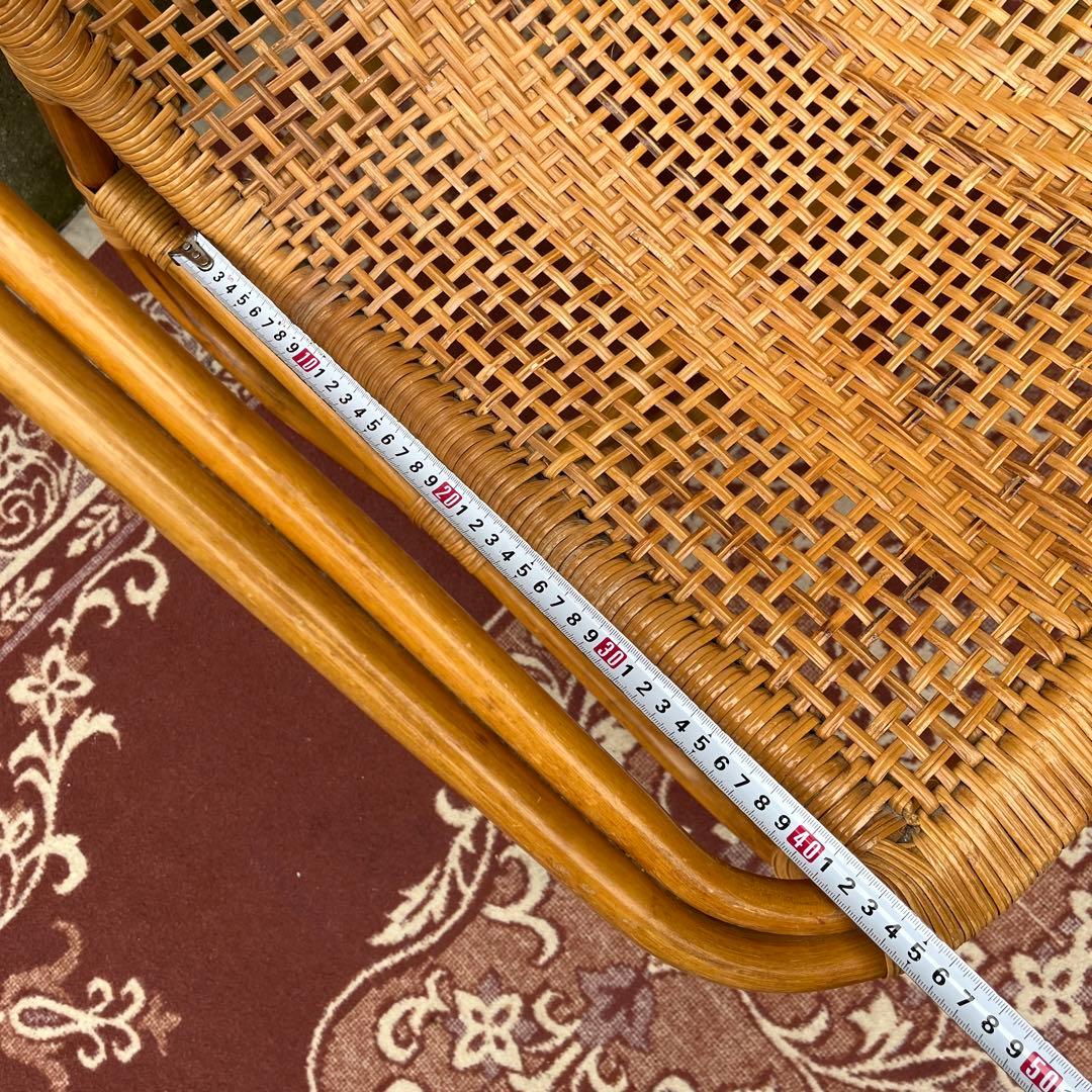 古家具ナチュラル天然素材◾️籐ラタンフレーム ラタンチェア 椅子 アームチェア A