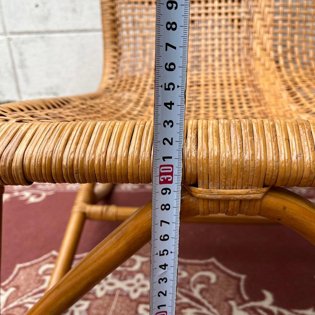 古家具ナチュラル天然素材◾️籐ラタンフレーム ラタンチェア 椅子 アームチェア A