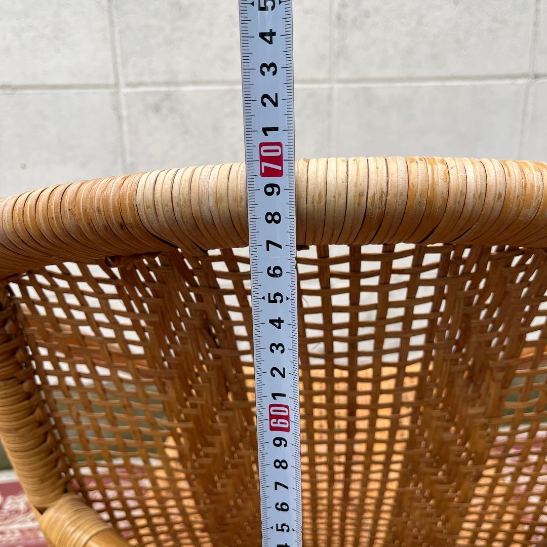 古家具ナチュラル天然素材◾️籐ラタンフレーム ラタンチェア 椅子 アームチェア A