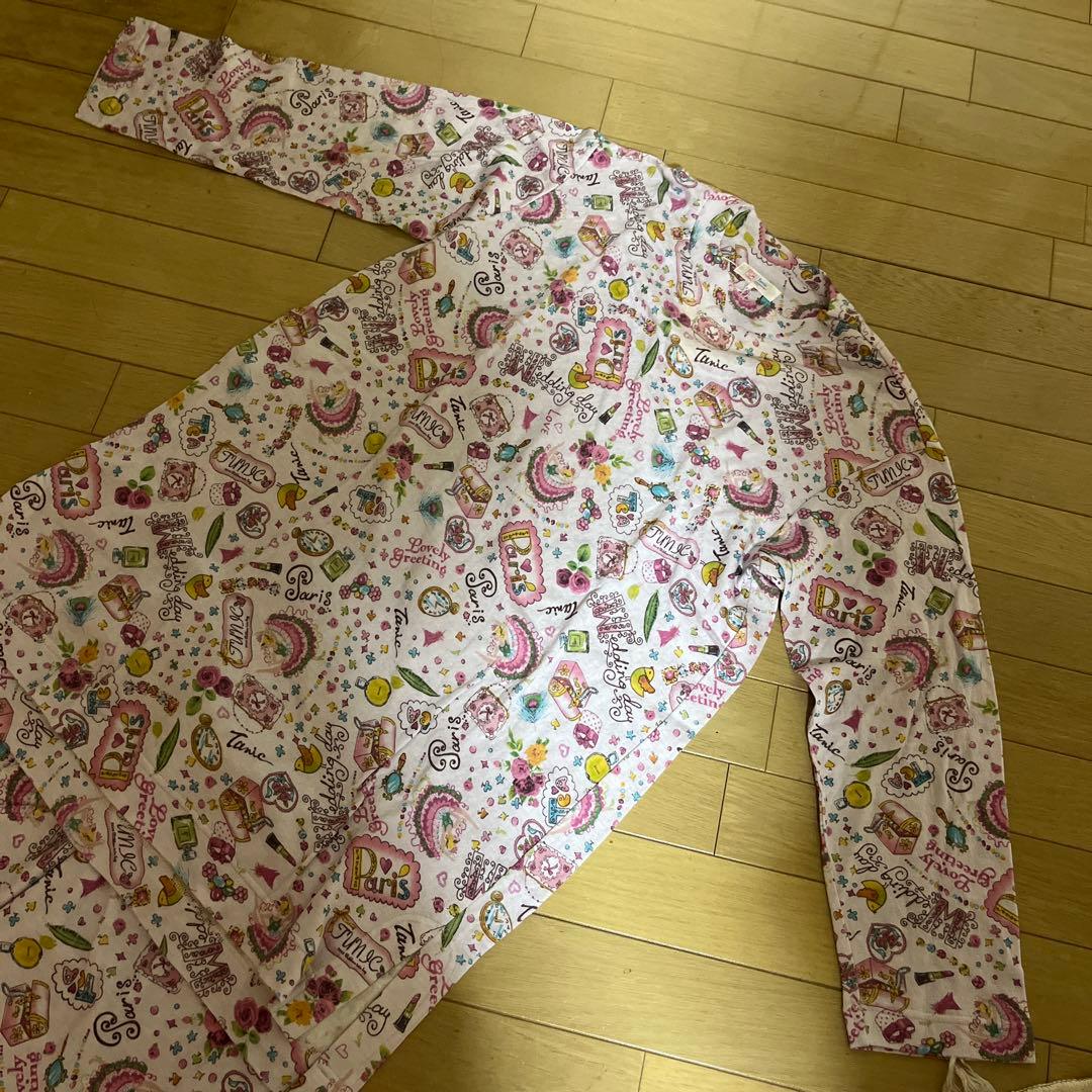 TUNIC 鴨居羊子　アーモンド接結パジャマ　長袖 着丈長め　カルメンナタリア