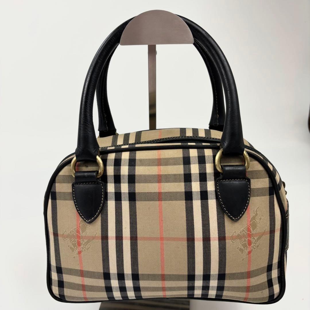 バーバリー　ミニボストンバッグ　シェルター　ノバチェック　ホースマーク　ベージュ