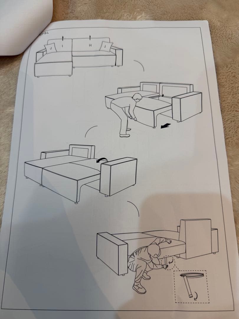 【ほぼ新品】L字ソファ・ソファベッド　定価20万　グレー　コーデュロイ生地