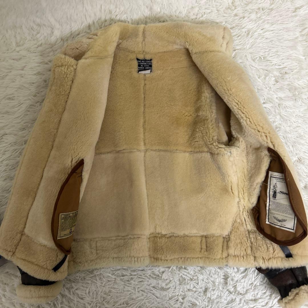 USA製 AVIREX B-3 ムートン 肉厚 羊革 レザージャケット 34