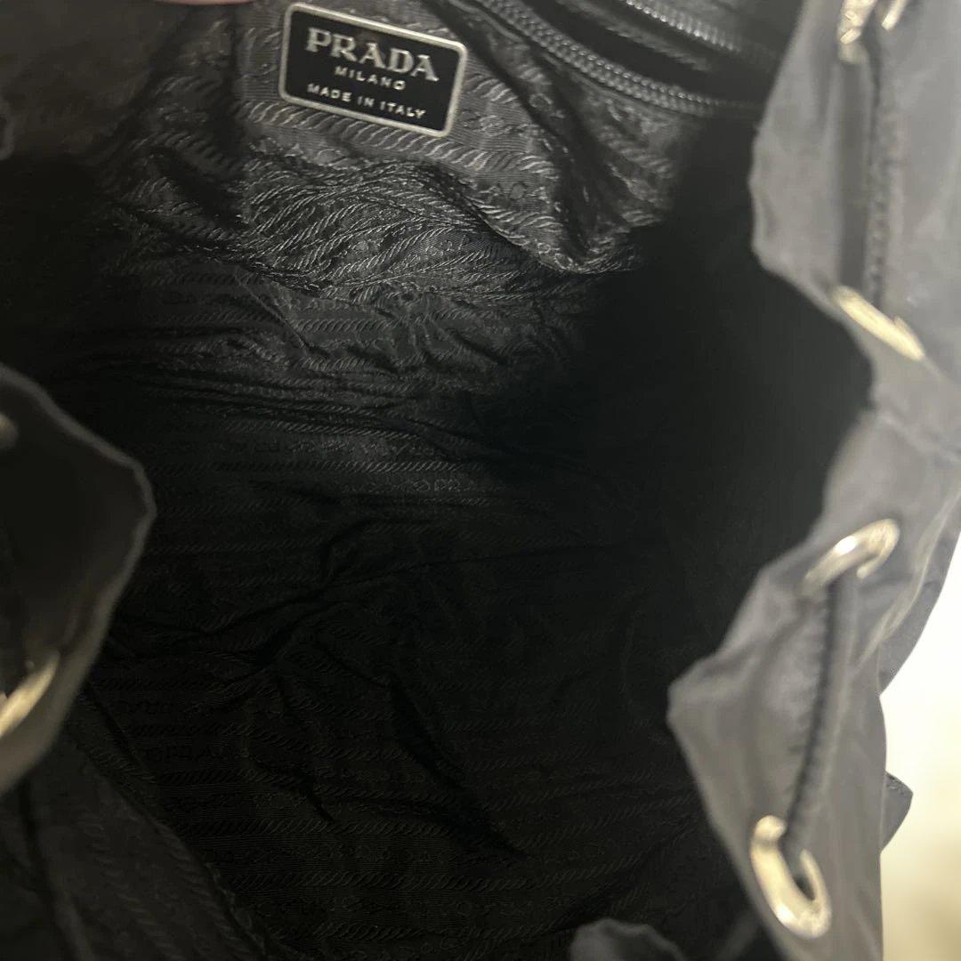 【美品】プラダ バックパック 三角ロゴ 巾着 ナイロン ブラック