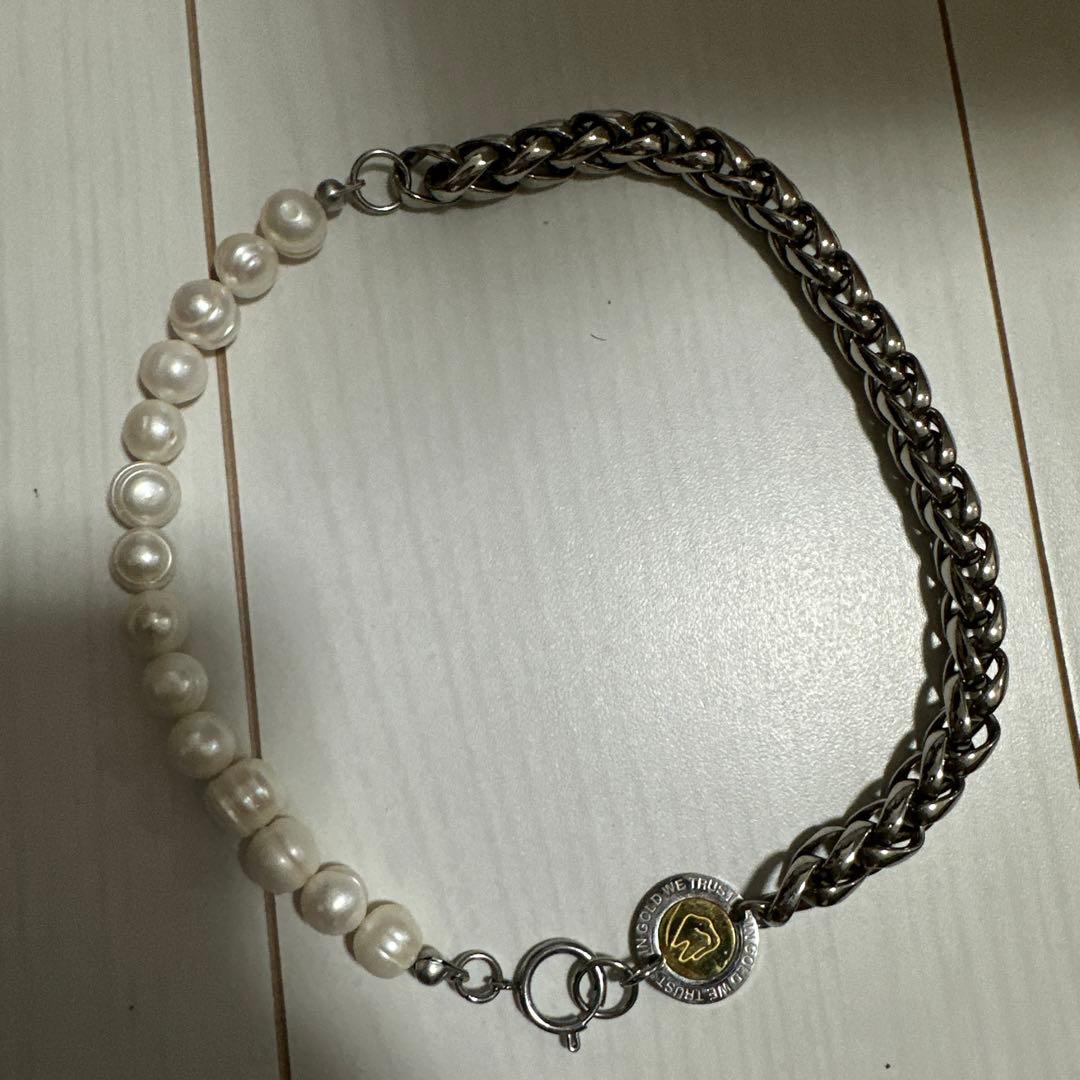 【IN GOLD WE TRUST PARIS】シルバーパールチェーンネックレス