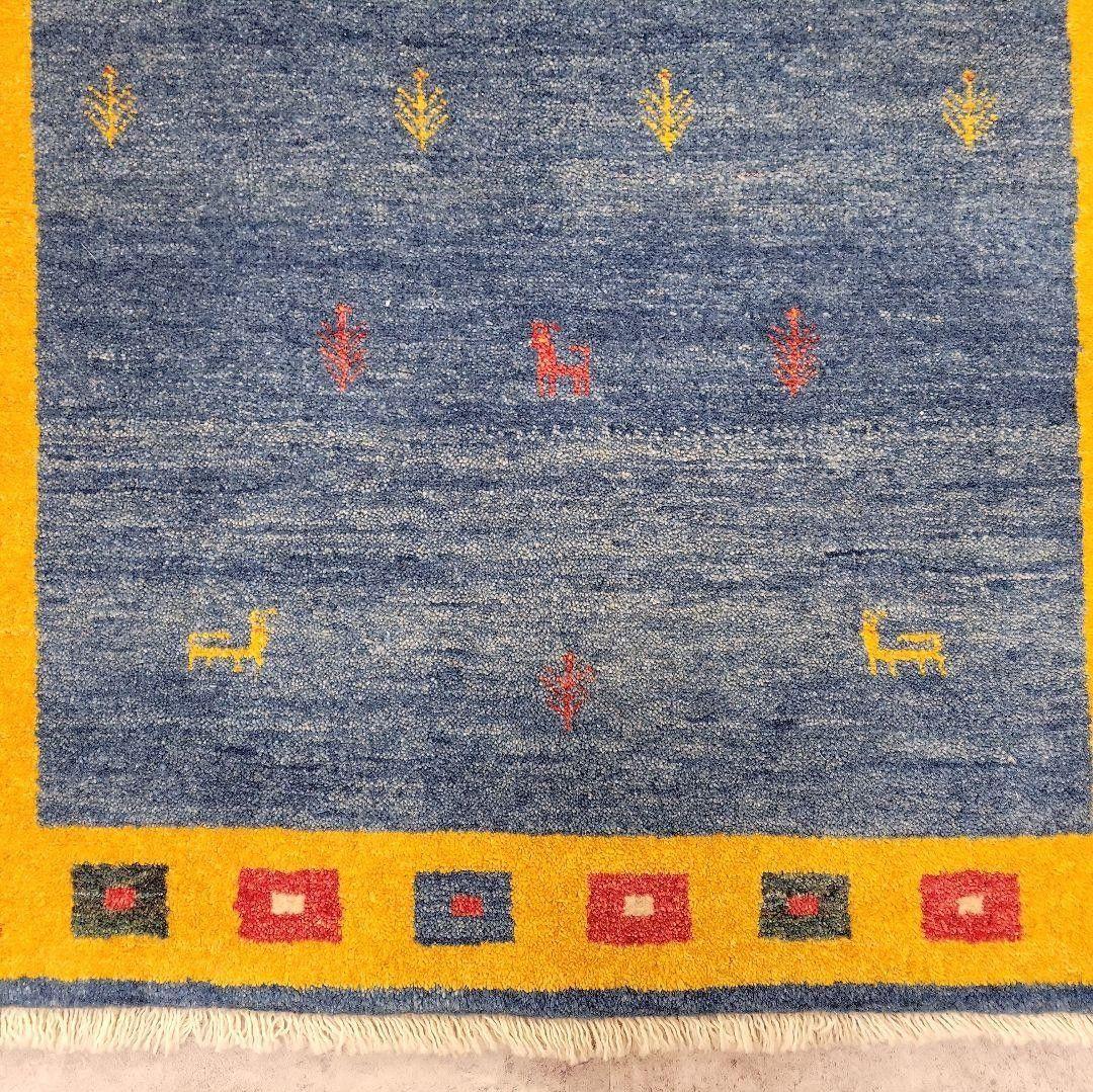 125x85cmペルシャ手織りギャッベ(255)絨毯・じゅうたん・ラグ・マット