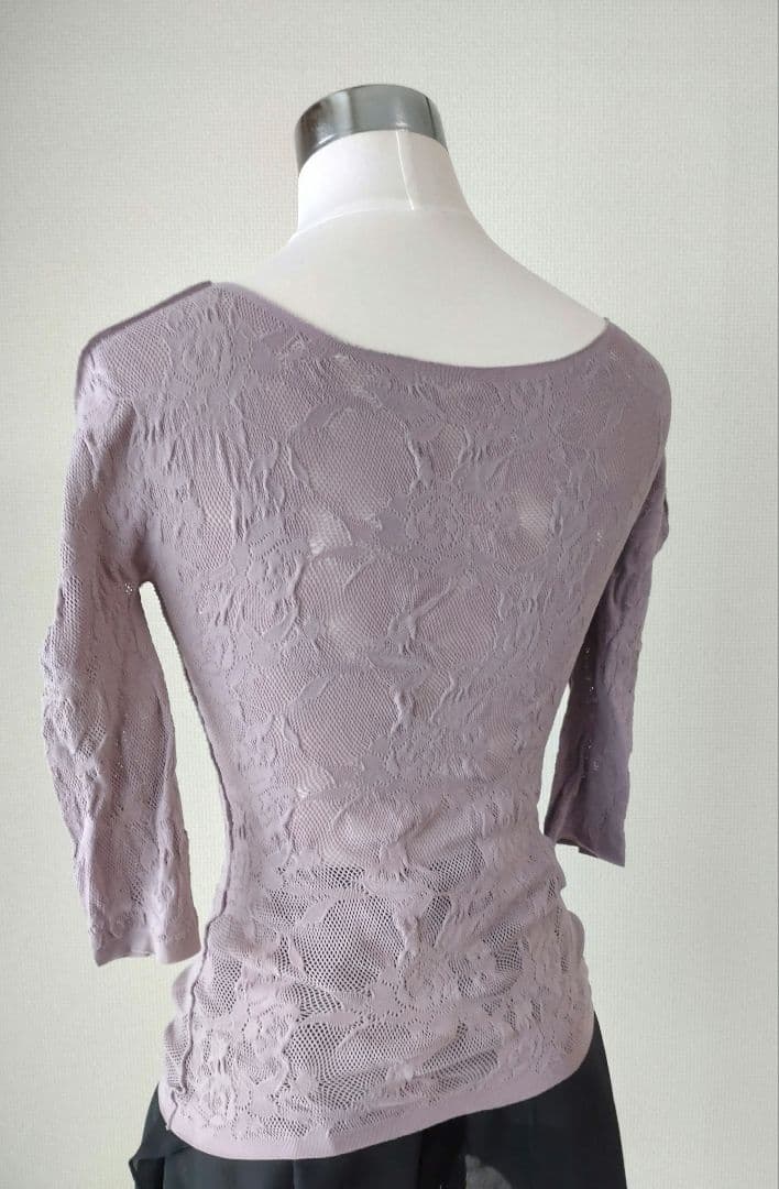 チャコット　ノーソーイング　シアーレースボートネックトップ（M）