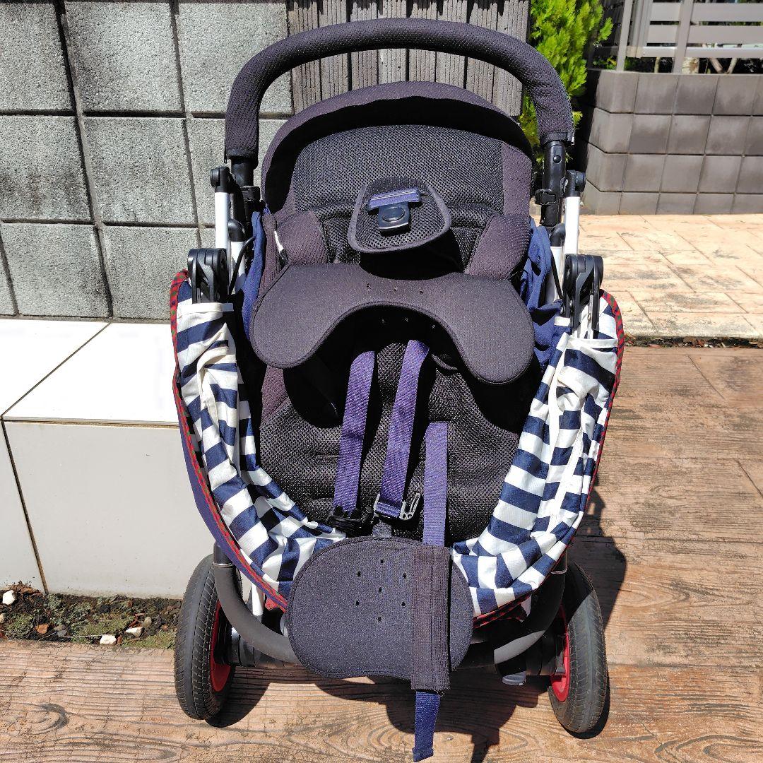 美品　最終価格　ファミリアAprica コラボベビーカー ネイビー/ストライプ