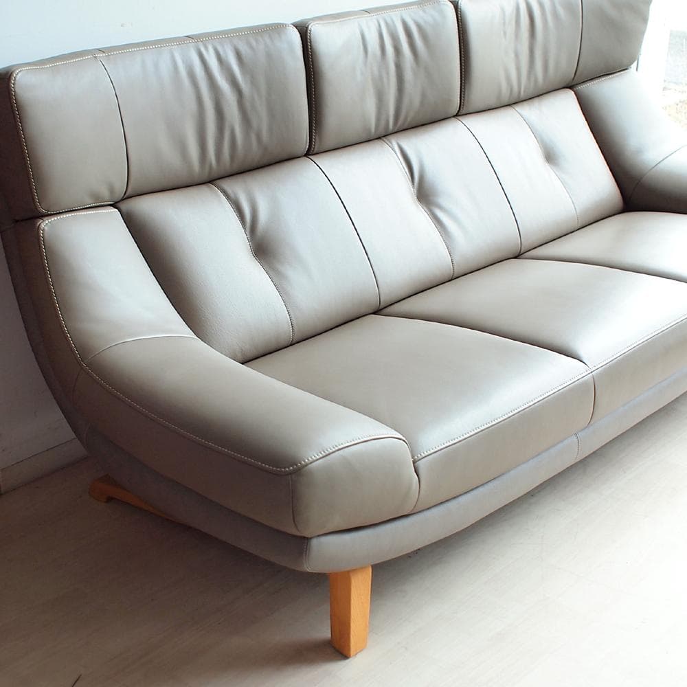 美品 カリモク ZU46 本革 3人掛ソファ 定価39.9万 ZR24074