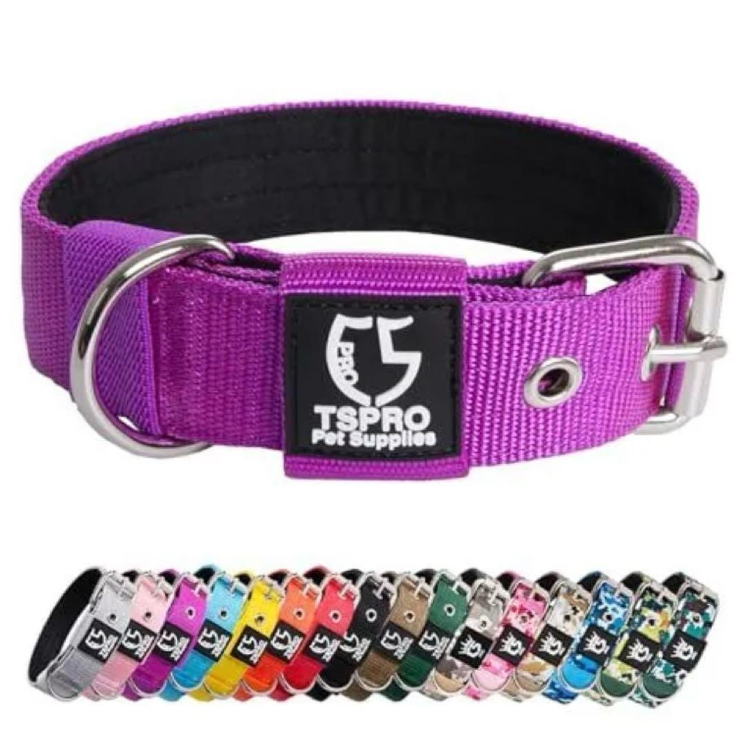 ❤️TSPRO タクティカルドッグカラー 犬用 軍用グレード 強力　パープル　L