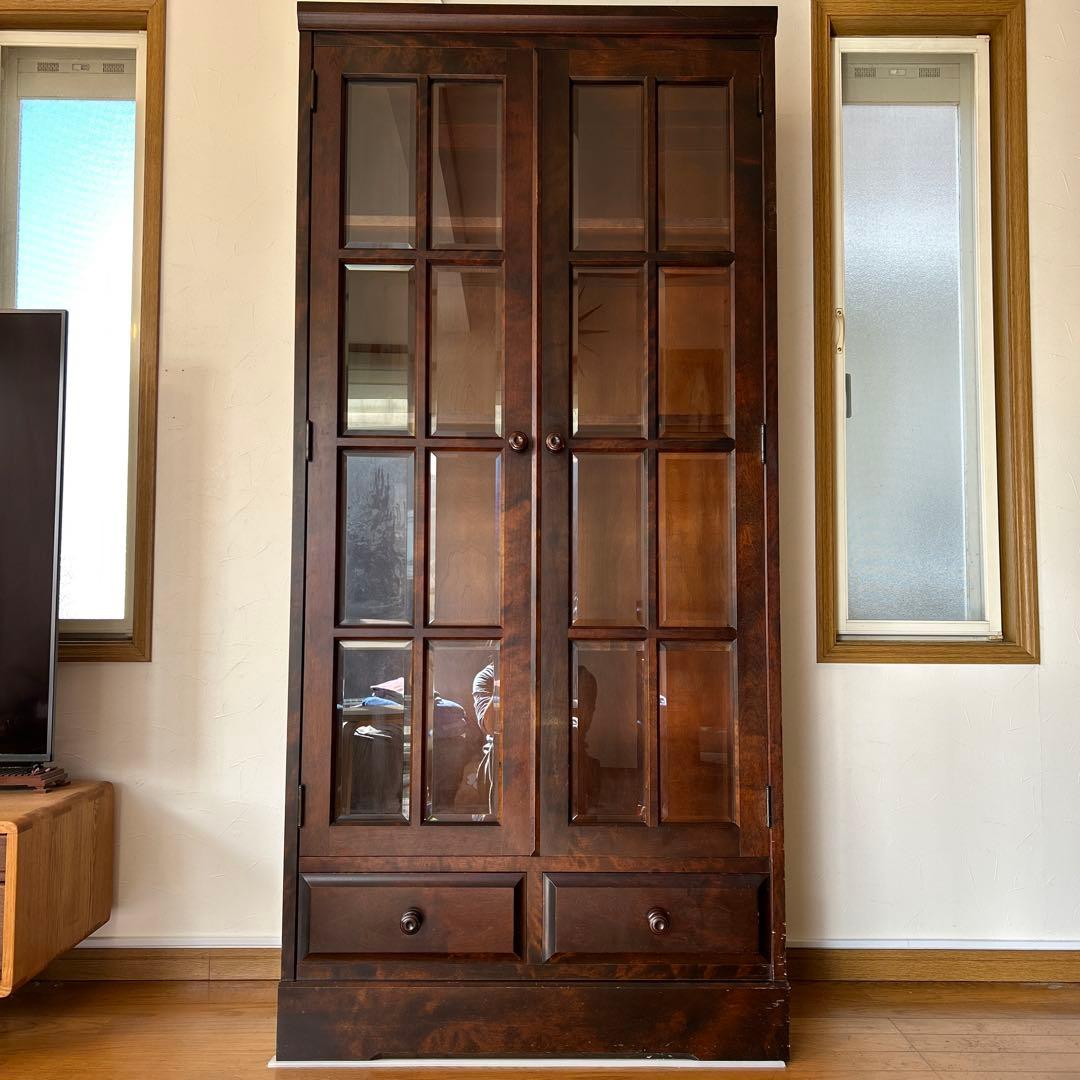 【モチコさんご購入】大塚家具　本棚　北海道民芸家具　ダークブラウンキャビネット