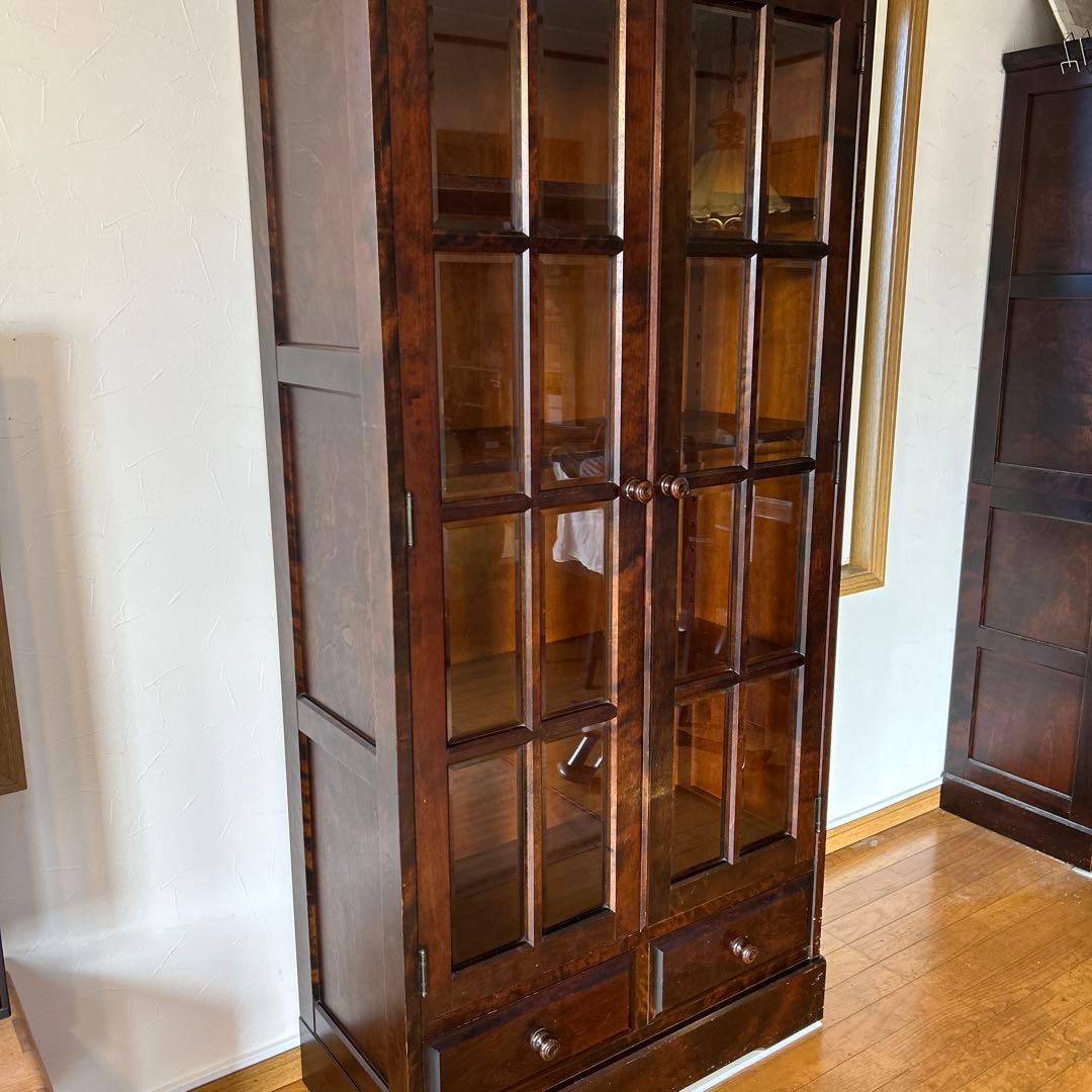 【モチコさんご購入】大塚家具　本棚　北海道民芸家具　ダークブラウンキャビネット