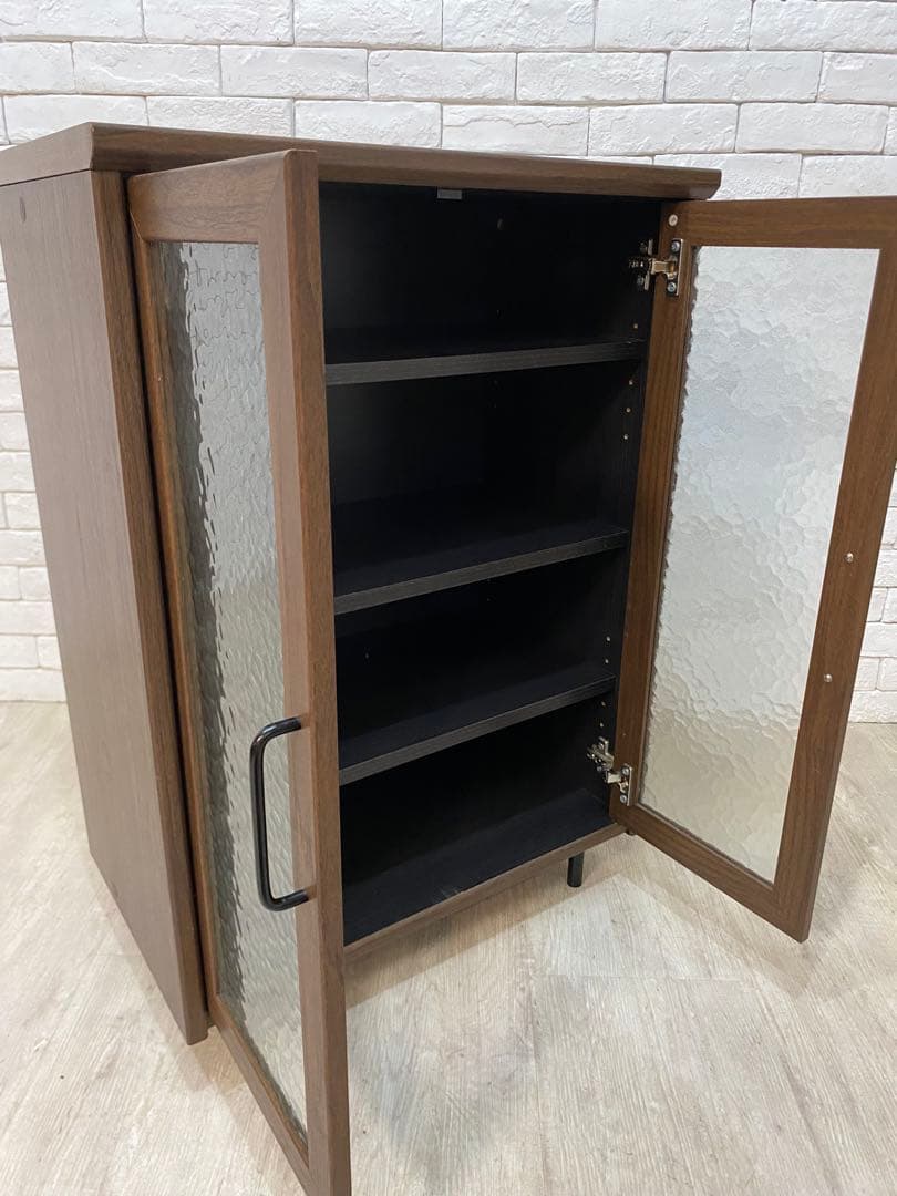 【東京都内23区配送無料】定価3万円　シューズラック　収納　靴棚　ガラス　昭和