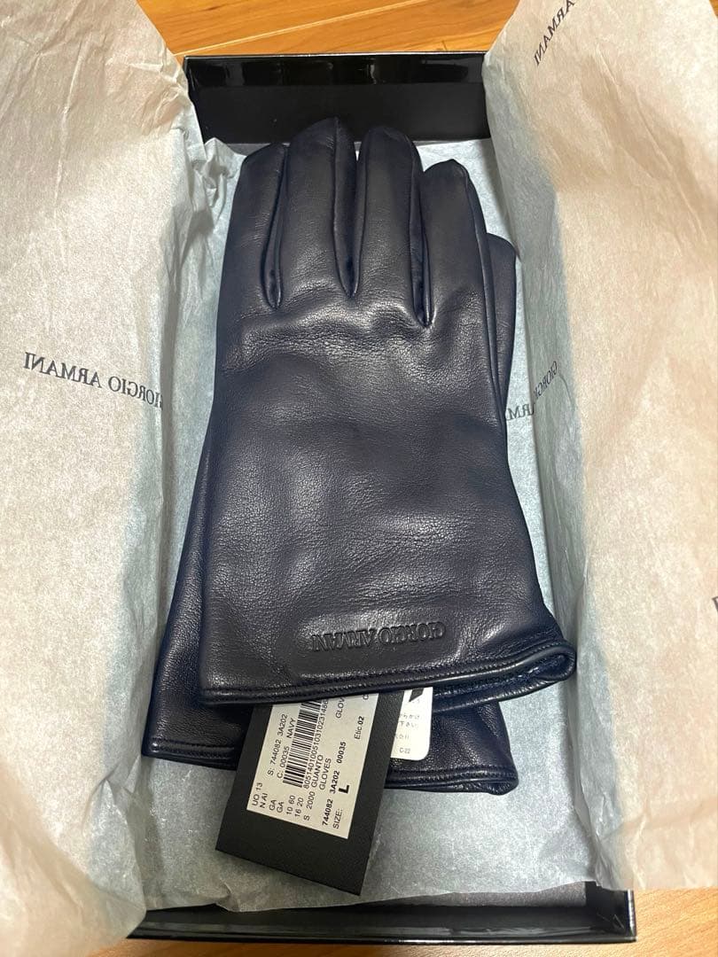 ジョルジオアルマーニ　手袋紺色　羊革