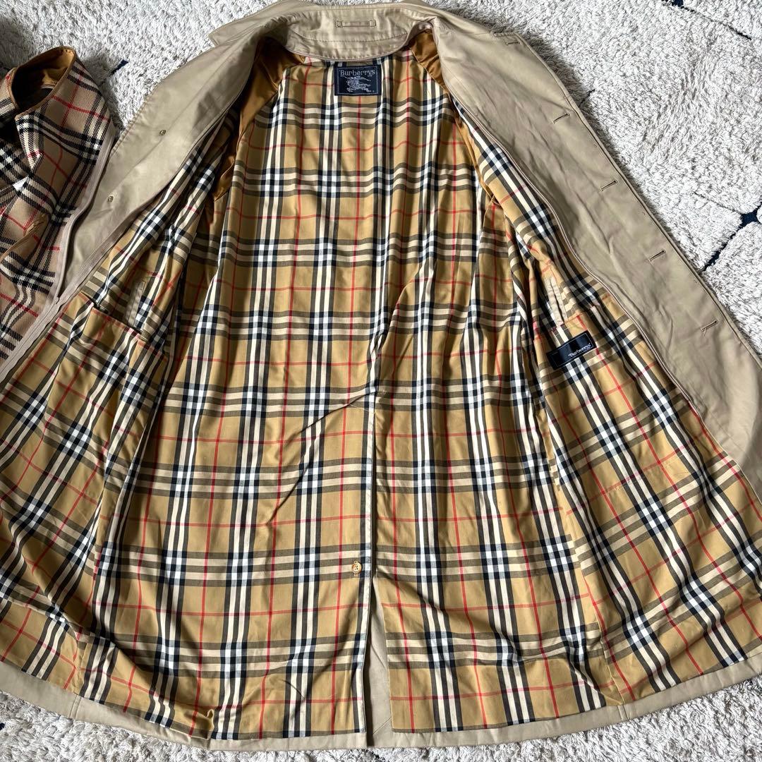 【美品✨】バーバリー　ステンカラーコート　トレンチ　ライナー　チェック ベージュ