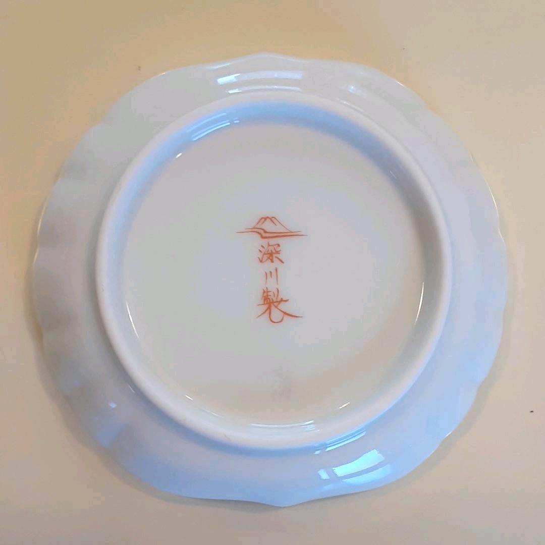 【深川製磁】　色絵花鳥紋　他　7点セット　白　花柄　説明書付き