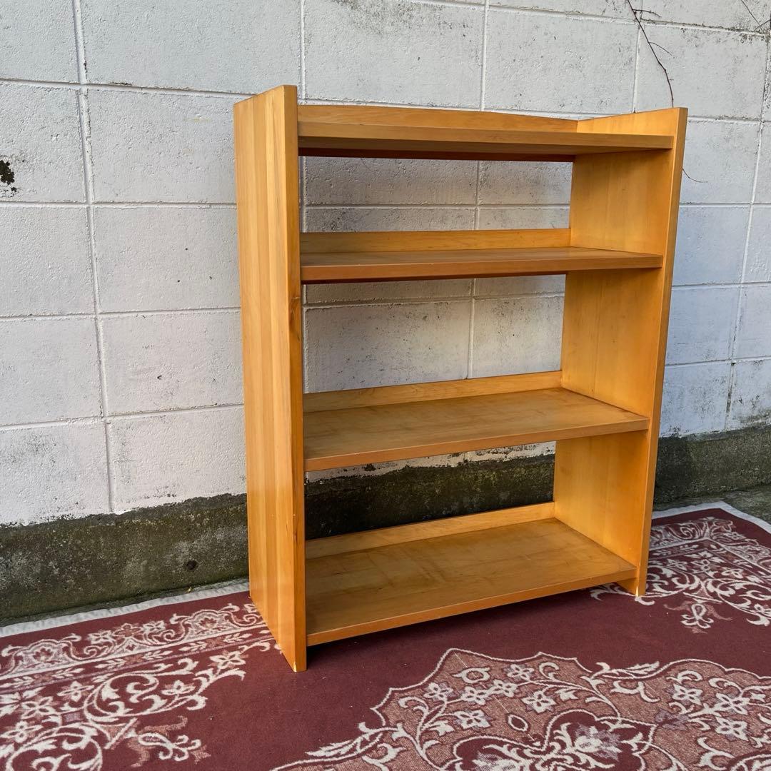 古家具ビンテージ品◾️木製無垢材 三段 ブックシェルフ 本棚 オープンラック