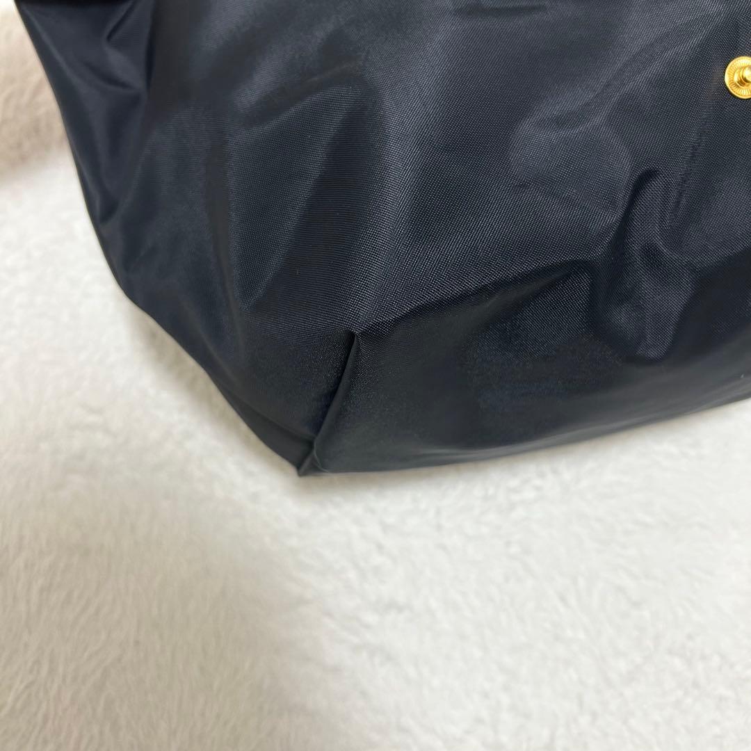 【極美品】ロンシャン ルプリアージュ M ブラック ブラウン ナイロン レザー