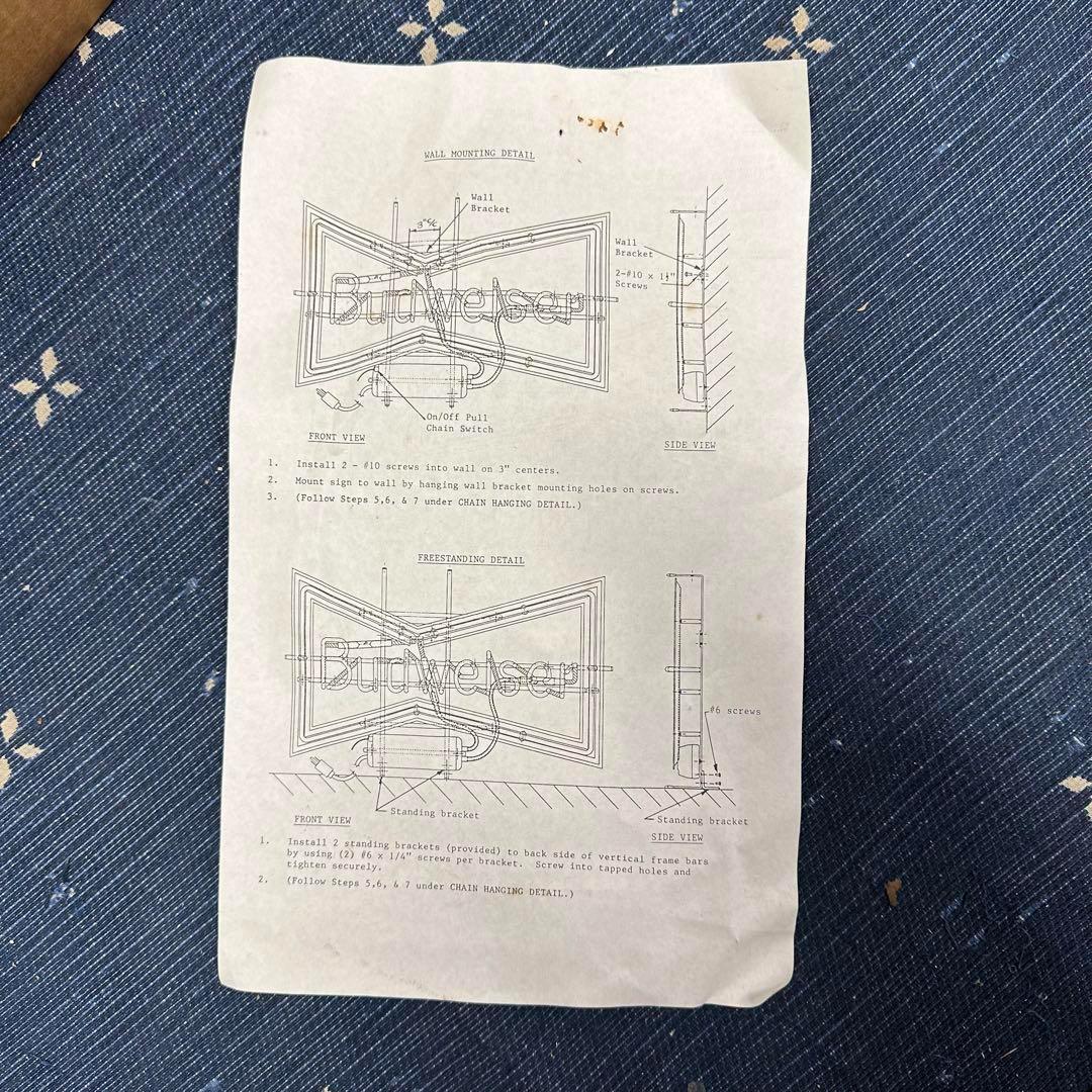 新品　希少　当時物　バドワイザー ヴィンテージ　 看板　 ネオン管