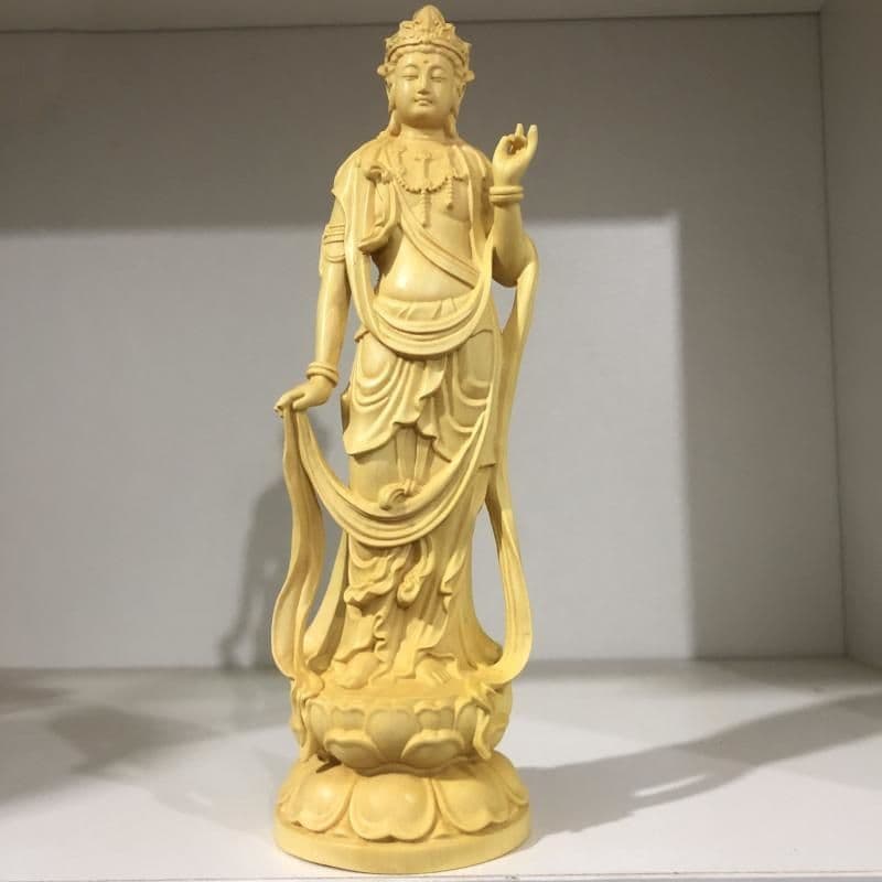 仏像 仏教美術 自在大勢至観音菩薩像 木の雕刻品 木彫り仏像 職人手作り