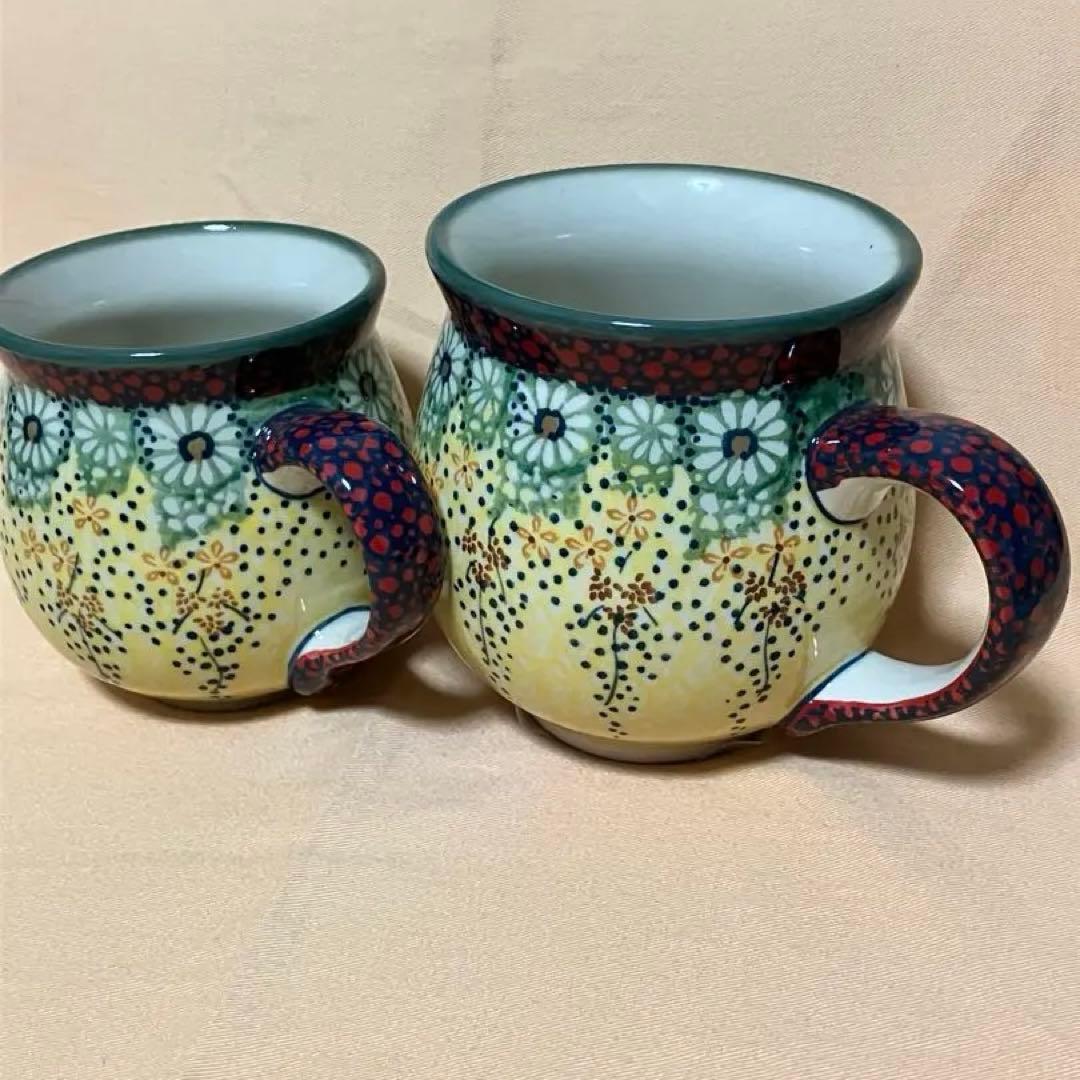 ポーランド食器★マグカップ2個セット★ポーリッシュポタリー★大★特大★★