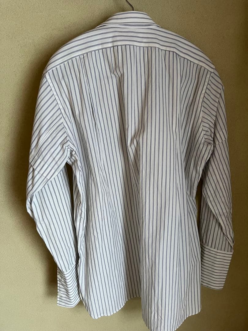 【柴田ひかり】ストライプ長袖シャツ(ホワイト)