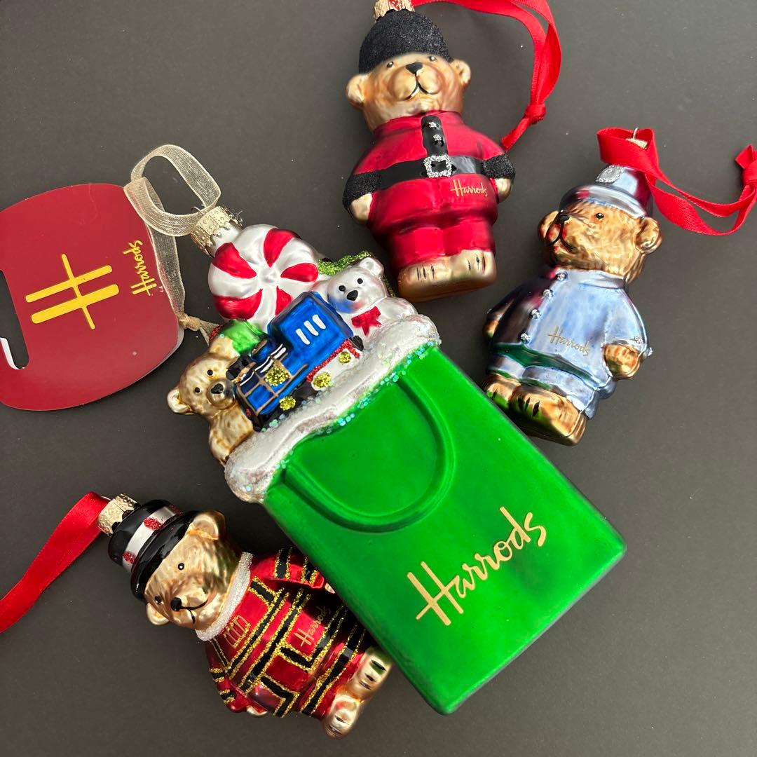 【即日発送／メルカリ便】 Harrods ハロッズ　ガラスオーナメント4個セット