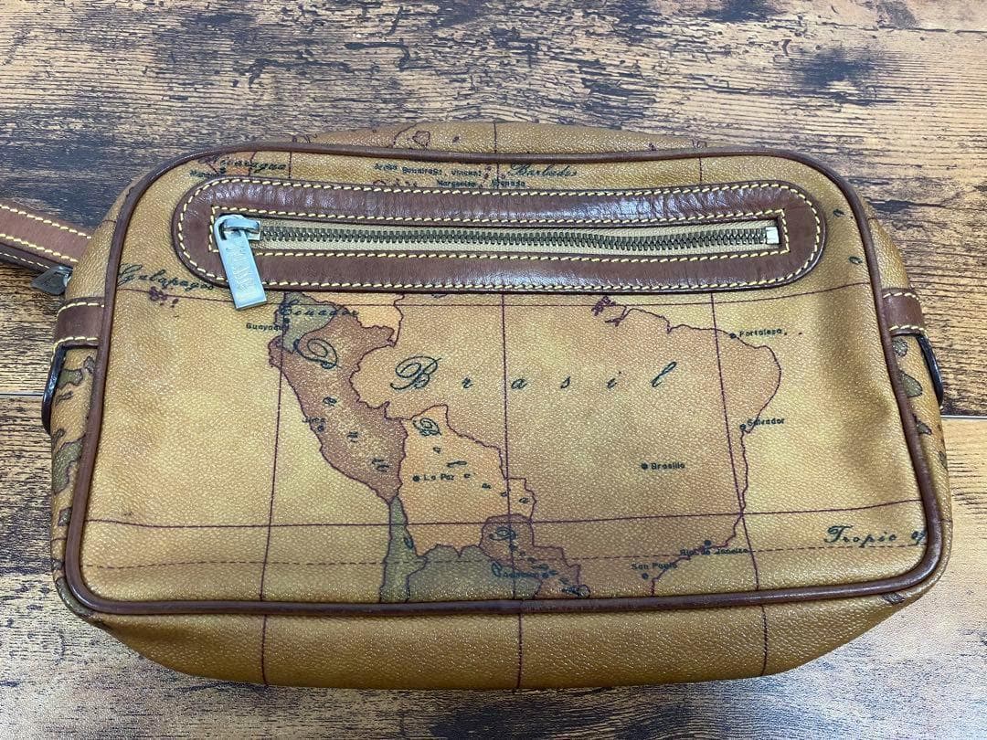 プリマクラッセ ボストンバッグ セカンドバック キャメル 世界地図柄