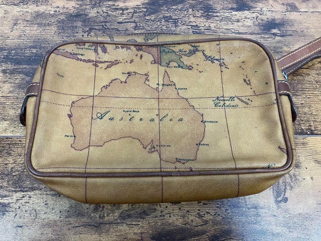 プリマクラッセ ボストンバッグ セカンドバック キャメル 世界地図柄