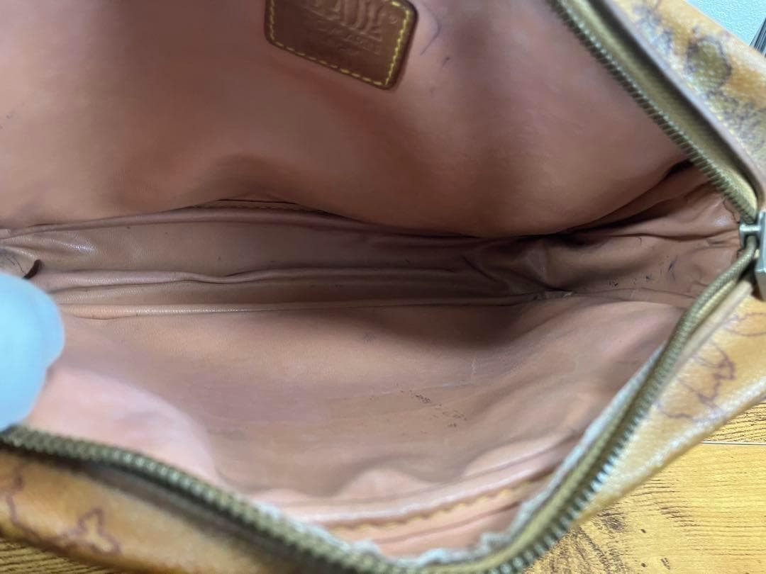 プリマクラッセ ボストンバッグ セカンドバック キャメル 世界地図柄