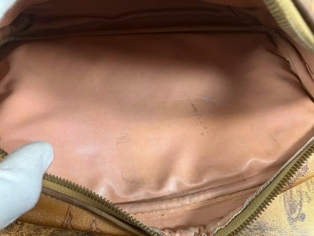 プリマクラッセ ボストンバッグ セカンドバック キャメル 世界地図柄