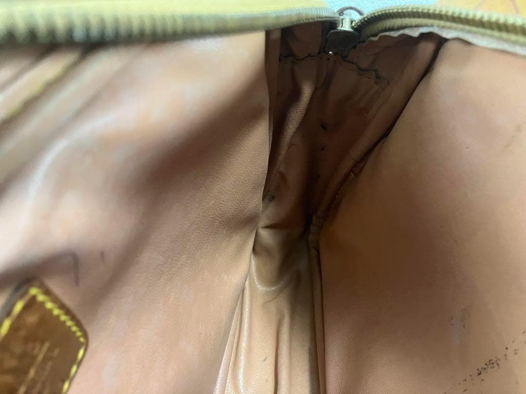 プリマクラッセ ボストンバッグ セカンドバック キャメル 世界地図柄