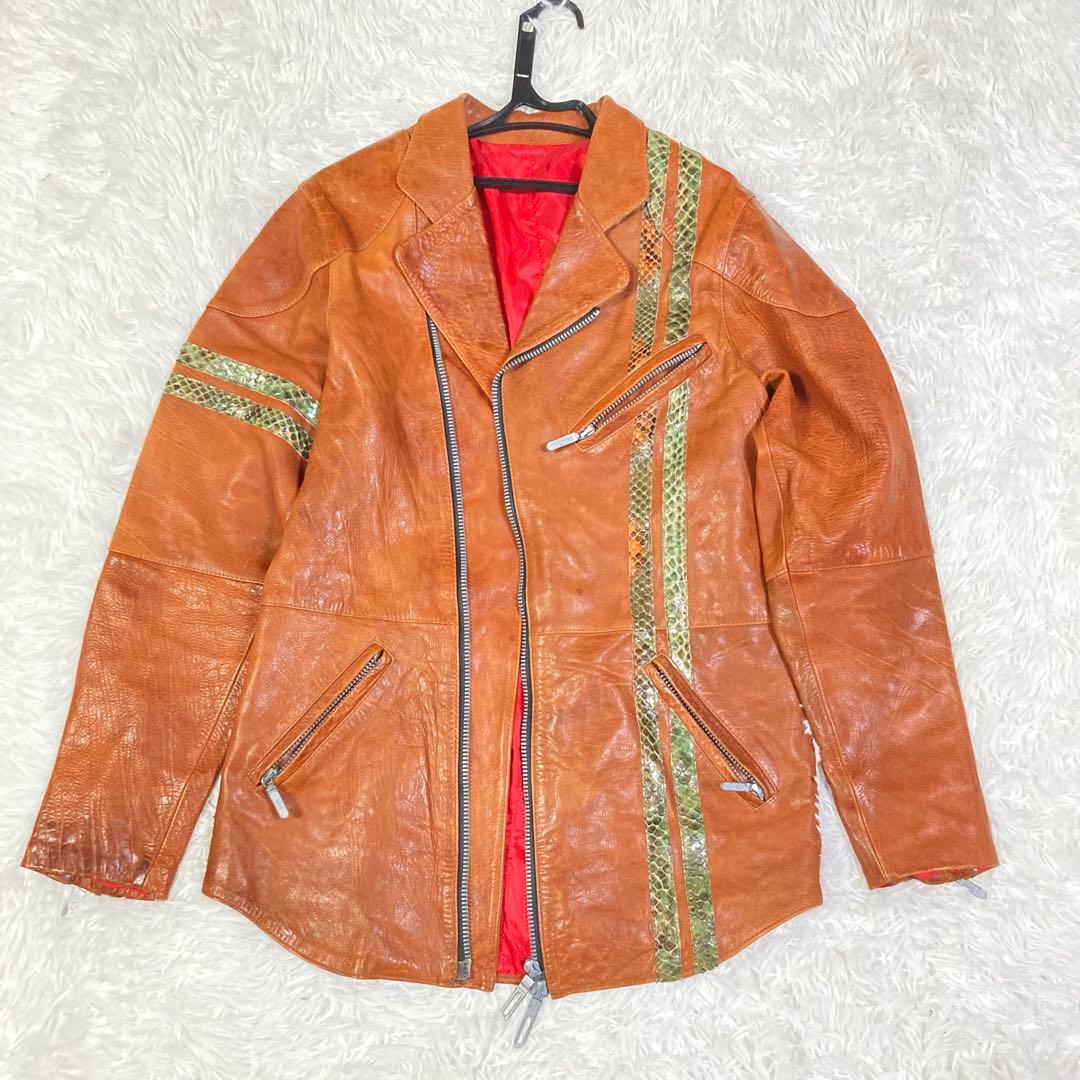 ISAMU KATAYAMA BACKLASH レザージャケット パイソン切替