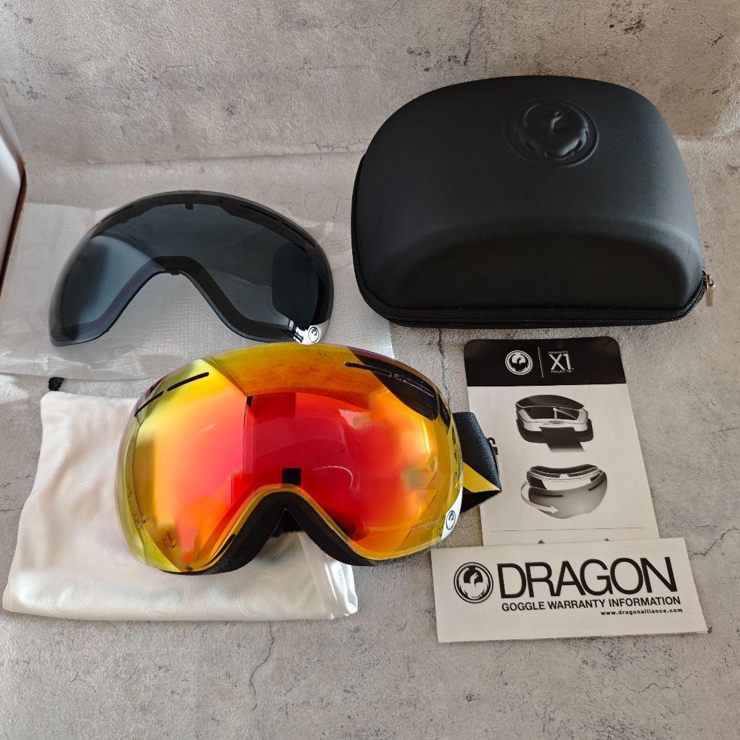 【超美品】ドラゴン スノーゴーグル X1