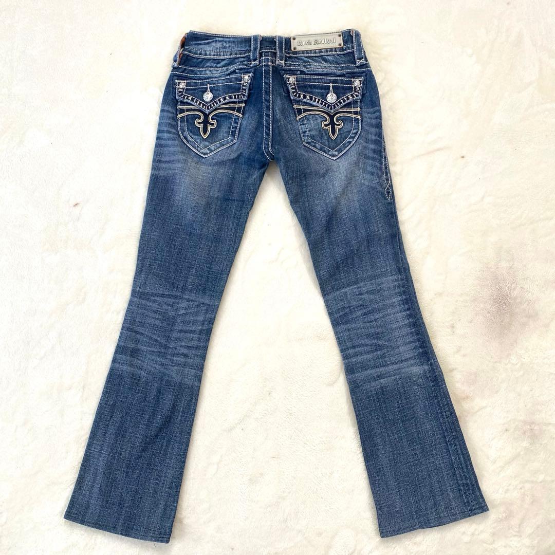 サカ ✨美品✨ フレア ブーツカット デニム ロゴ刻印 金具