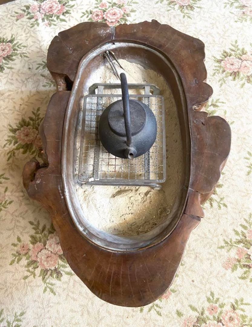 箱火鉢　長火鉢　五徳　火箸　欅　アンティーク 昭和レトロ