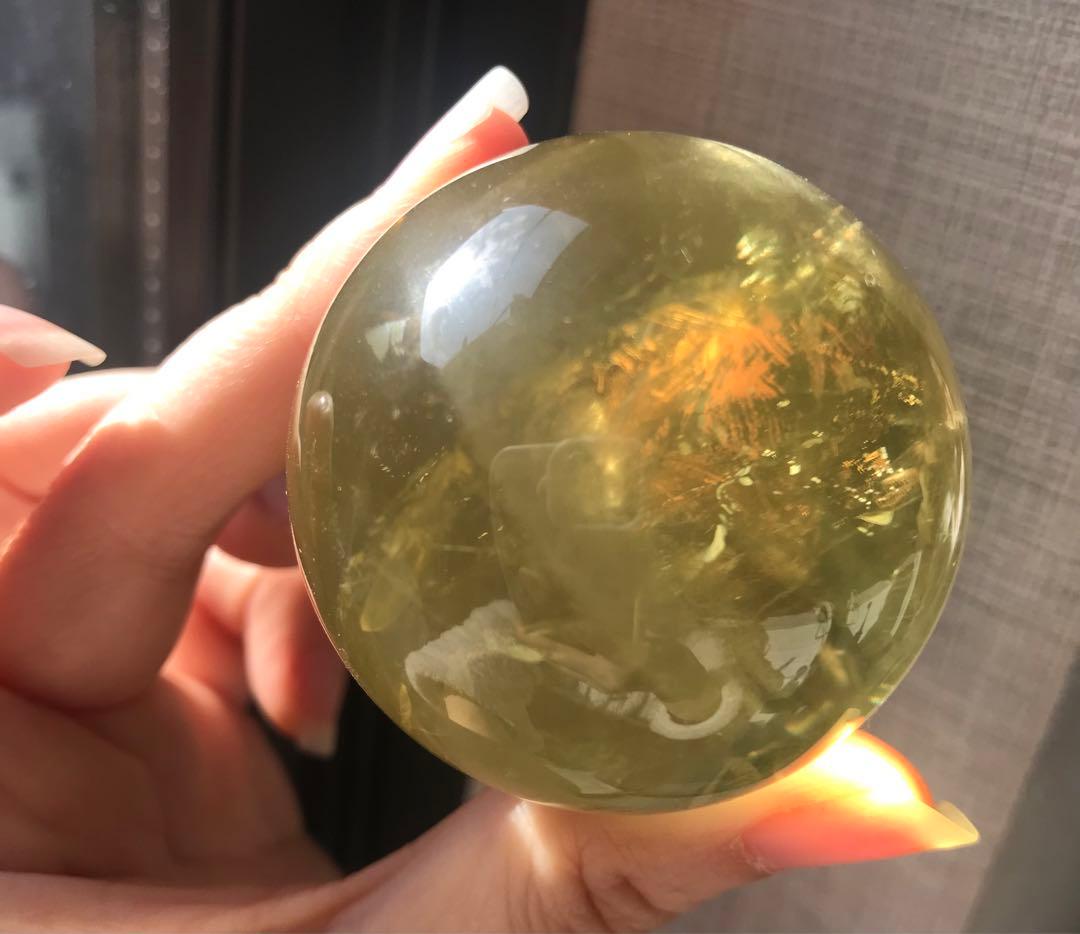 ☘️M②レア❤︎虹入り❤︎シトリンクォーツ丸玉　天然石　パワーストーン
