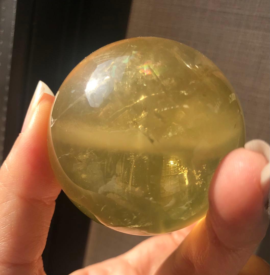 ☘️M②レア❤︎虹入り❤︎シトリンクォーツ丸玉　天然石　パワーストーン