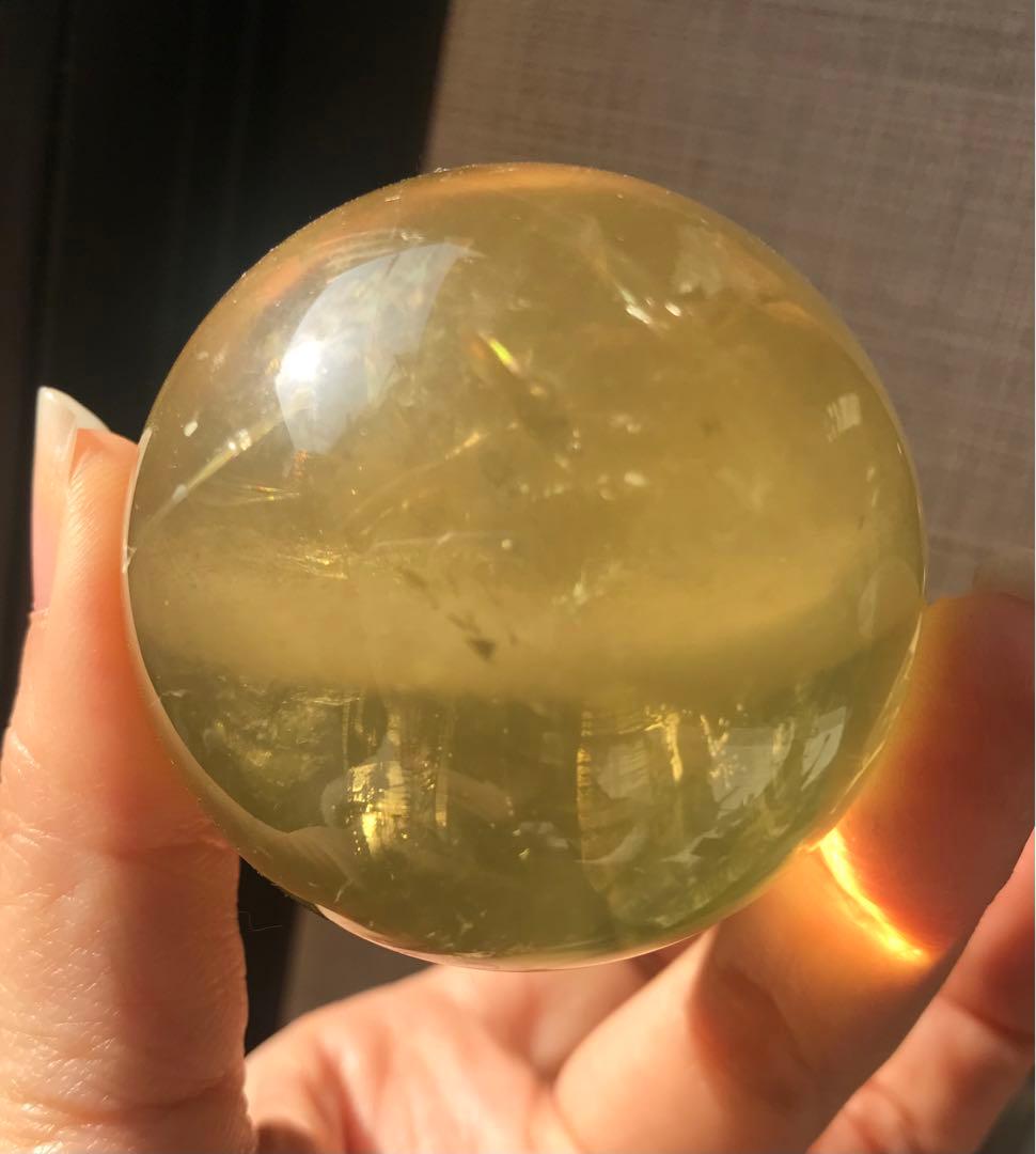 ☘️M②レア❤︎虹入り❤︎シトリンクォーツ丸玉　天然石　パワーストーン