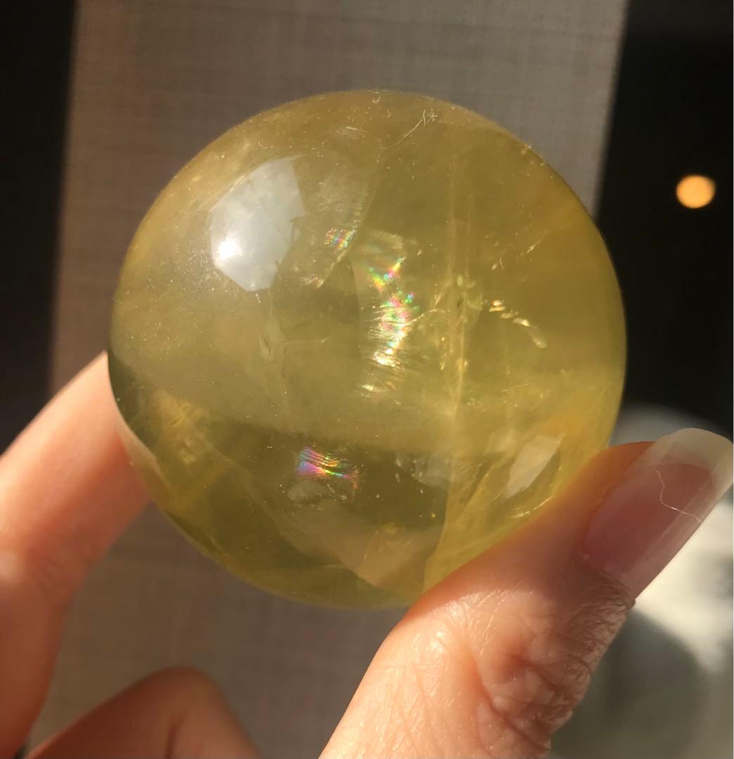 ☘️M②レア❤︎虹入り❤︎シトリンクォーツ丸玉　天然石　パワーストーン
