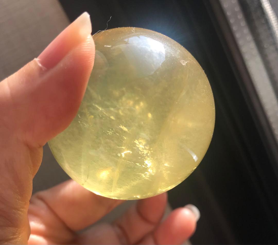 ☘️M②レア❤︎虹入り❤︎シトリンクォーツ丸玉　天然石　パワーストーン