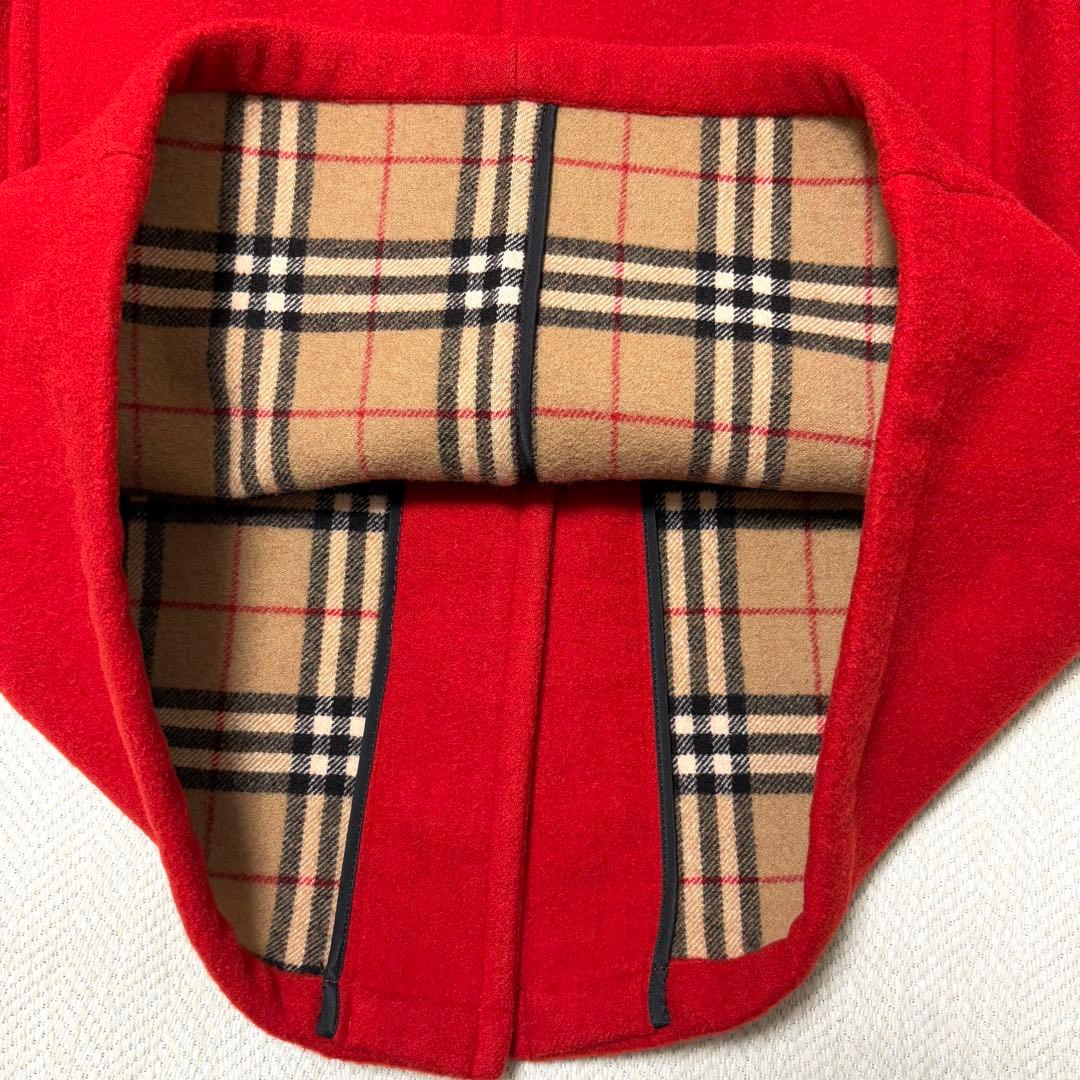 美品 バーバリー ブルーレーベル ノバチェック ダッフルコート 赤
